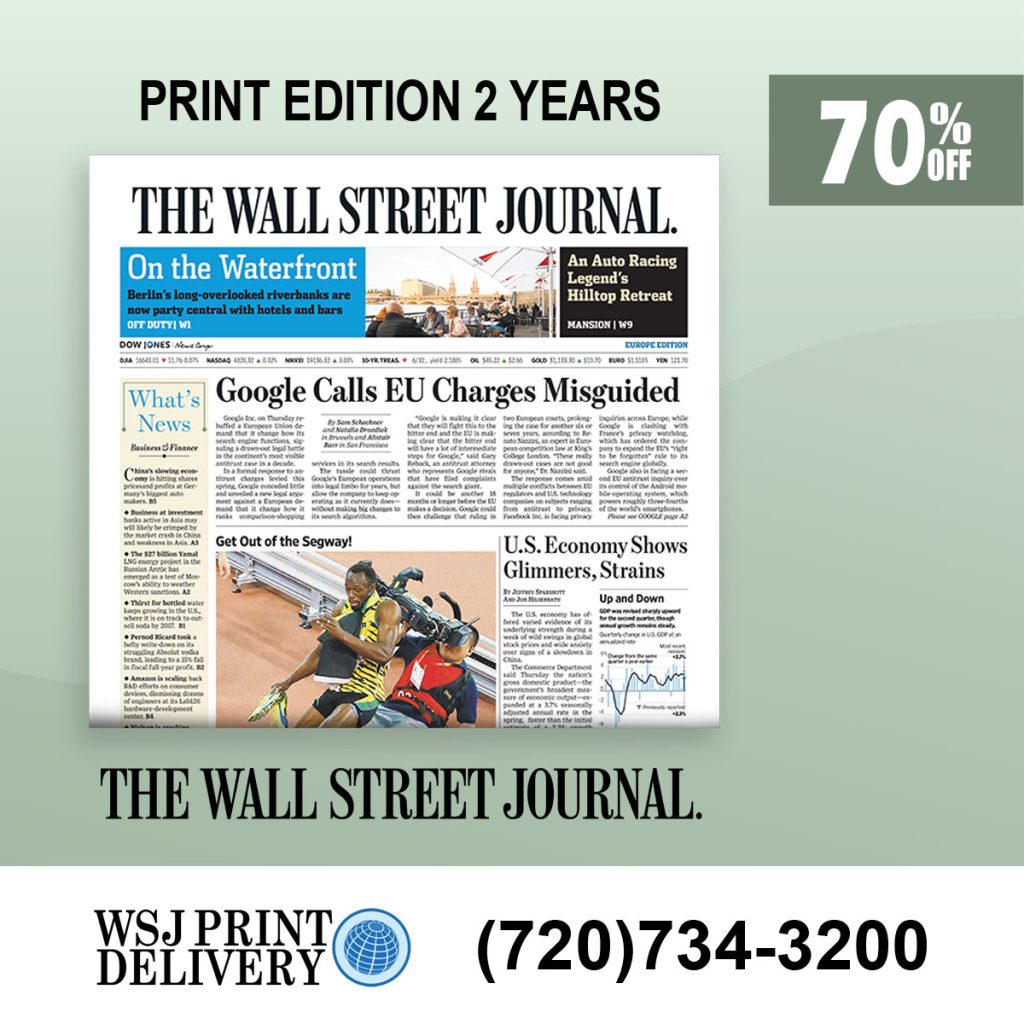 WSJ Print Delivery | WSJ Print Subscription for 2 Years