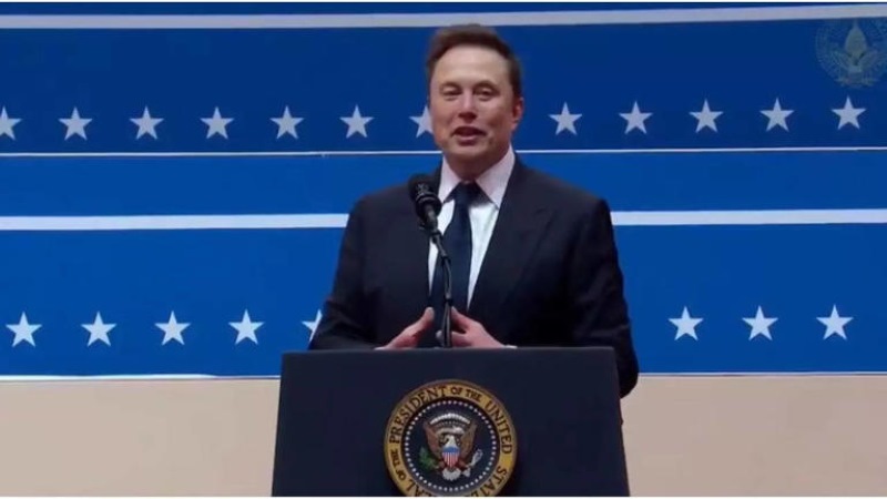 Elon Musk delivers speech